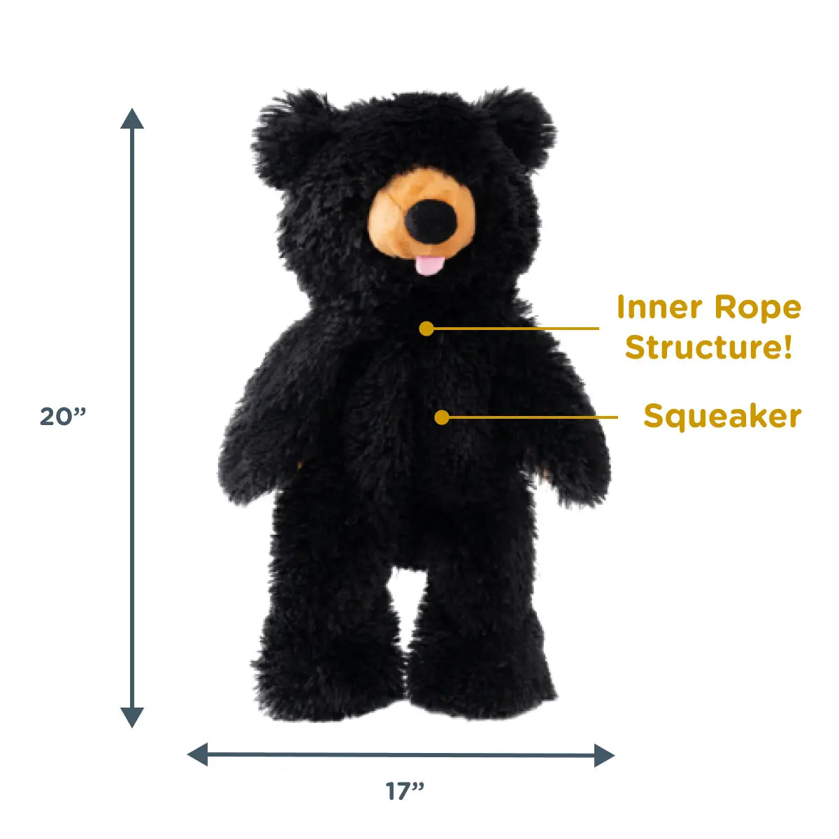 Tall Tails Black Bear Squeaker Dog Toy