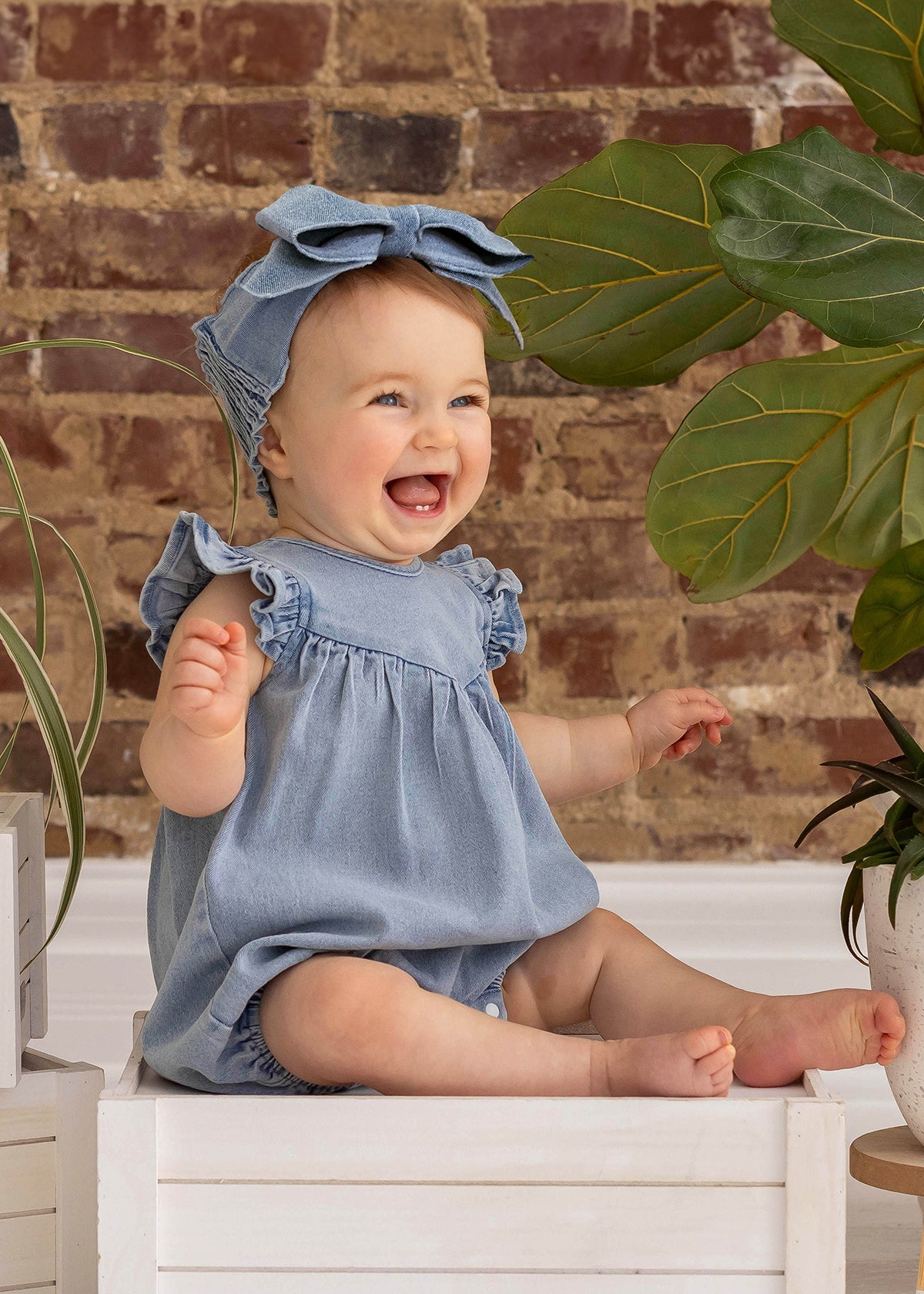Denim Ruffle Romper
