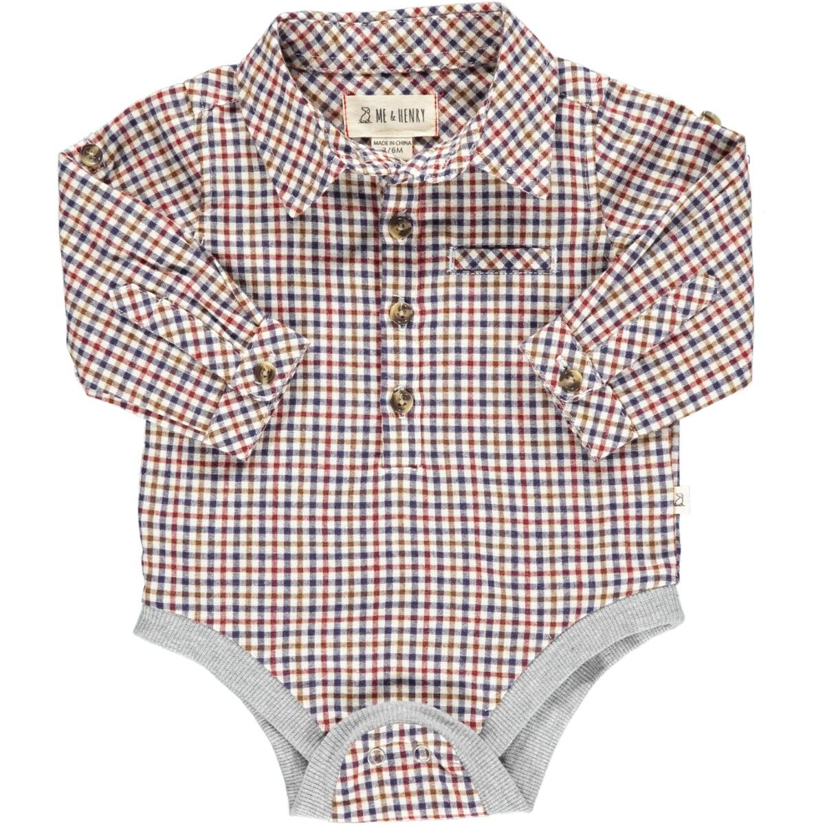 Navy/Cream/Wine Plaid Jasper Woven Onesie