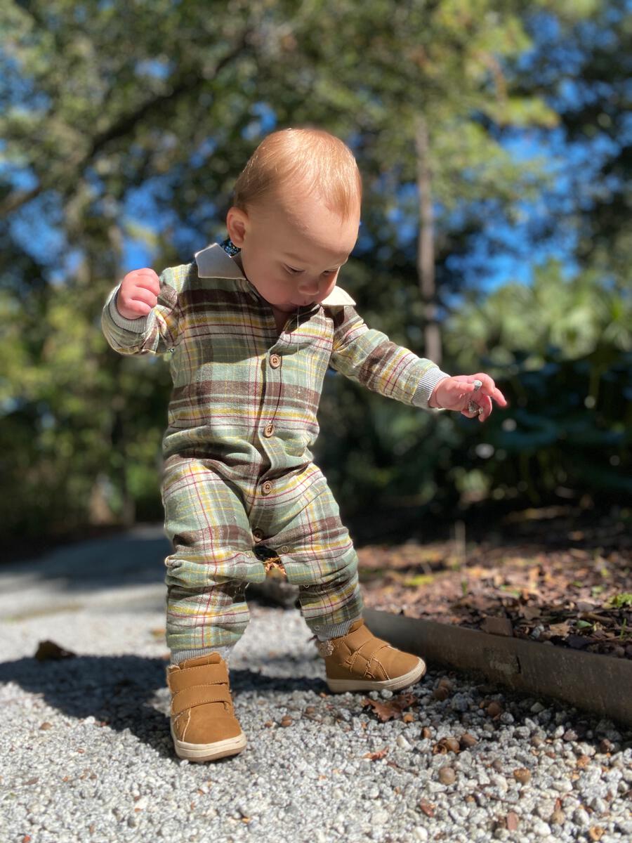 Me & Henry- Green Plaid Romper