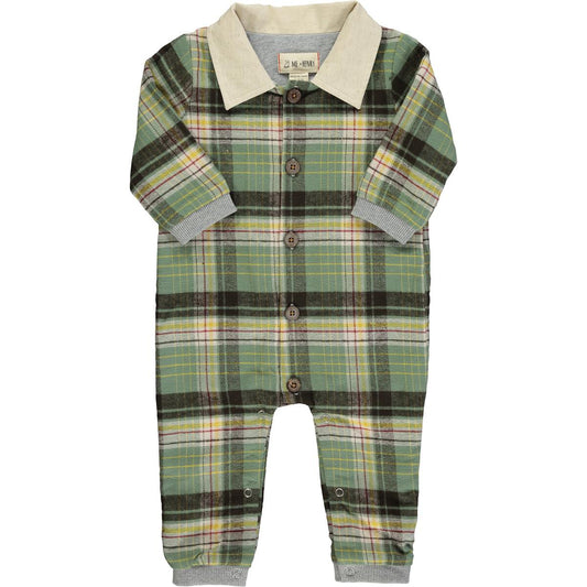 Me & Henry- Green Plaid Romper