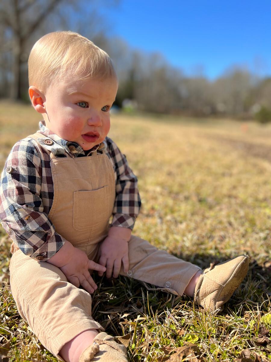 Me & Henry- Brown Plaid Collared Onesie