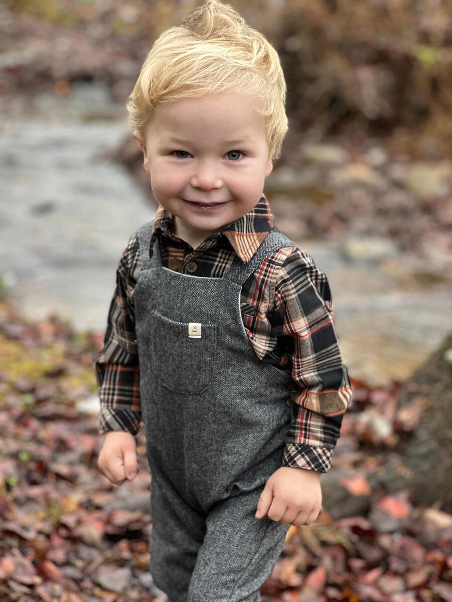 Brown/Rust/Gray Plaid Jasper Woven Onesie