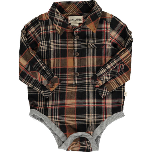 Brown/Rust/Gray Plaid Jasper Woven Onesie