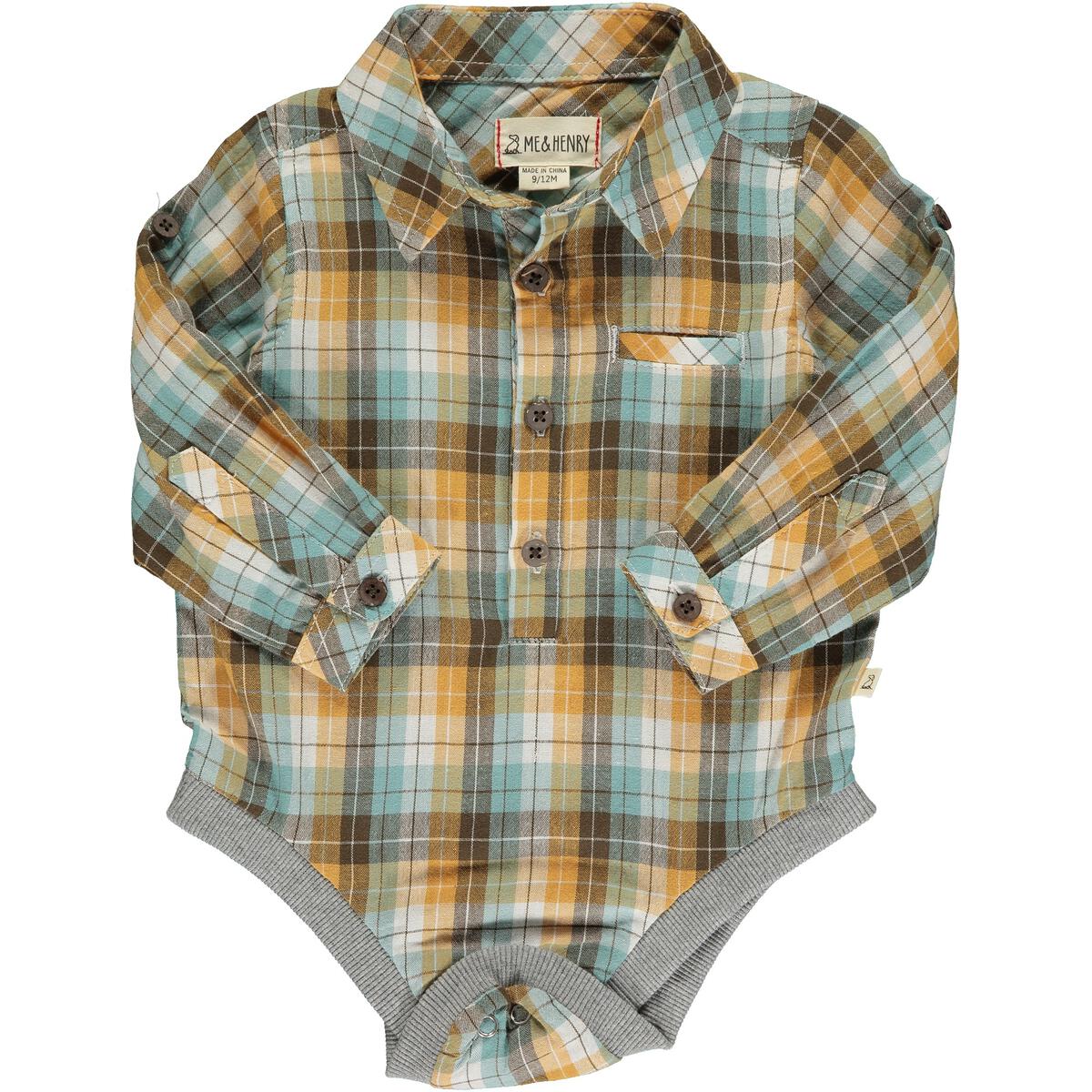 Tan/Brown/Blue Jasper Woven Onesie