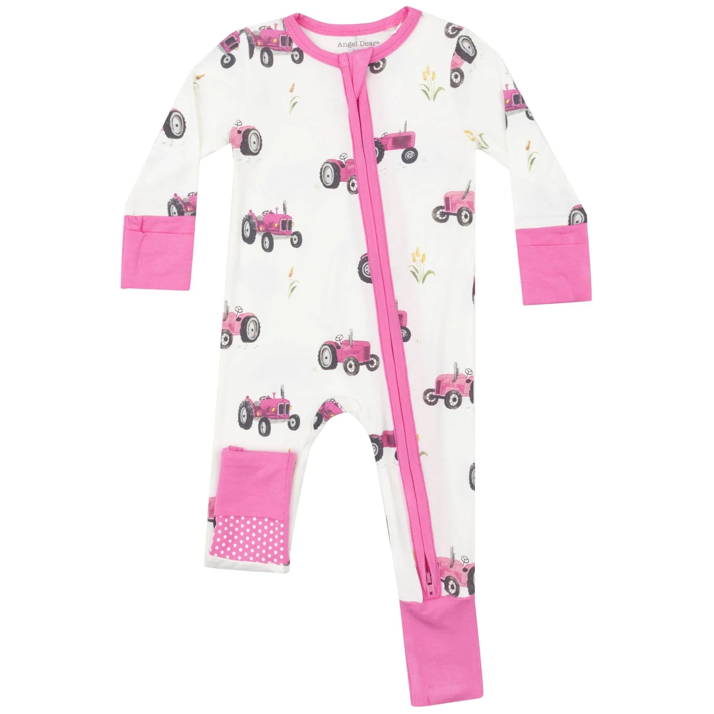 Pink Tractors- Two Way Convertible Zipper Pajamas