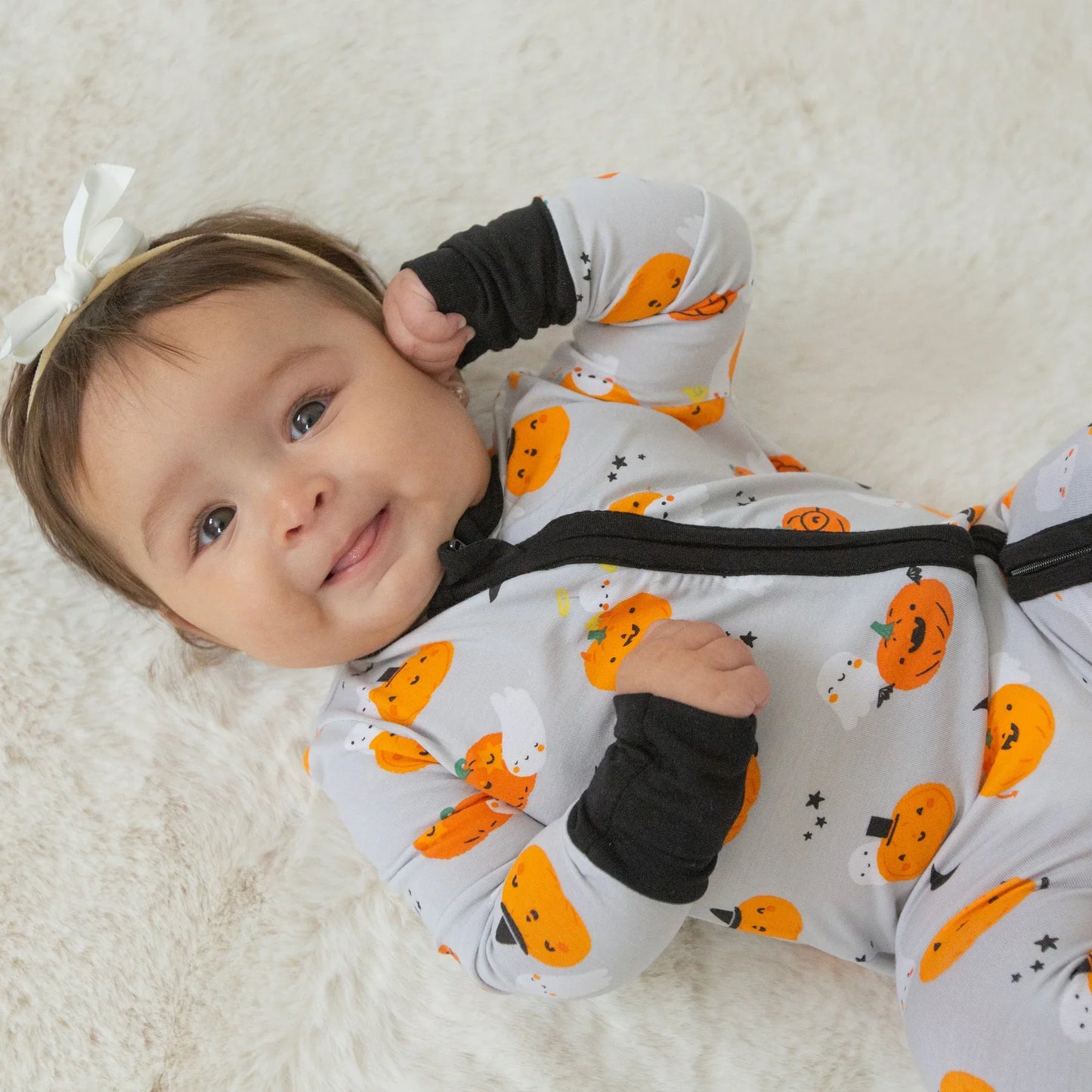 Two Way Zipper Convertible Pajamas- Pumpkins & Ghosts