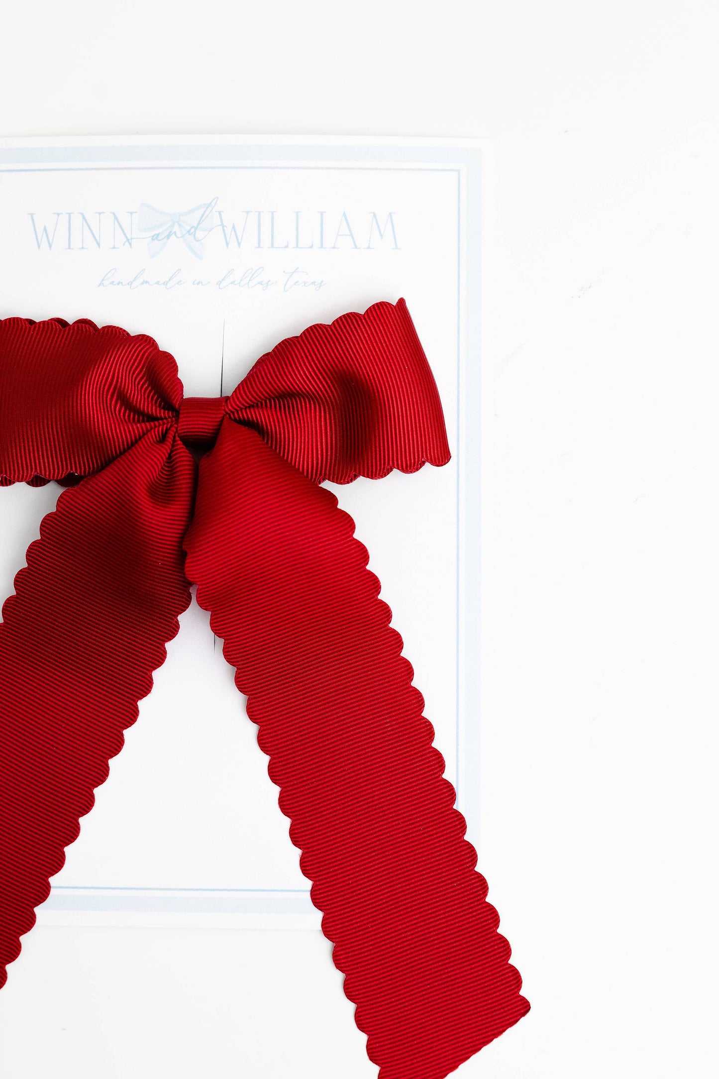 Scalloped Long-tail Bow: Red / Medium