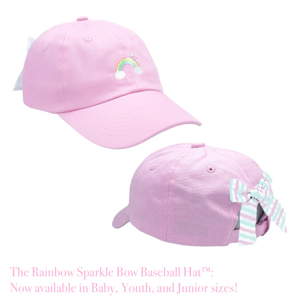 Rainbow Sparkle Bow Baseball Hat : Youth (ages 2-7)