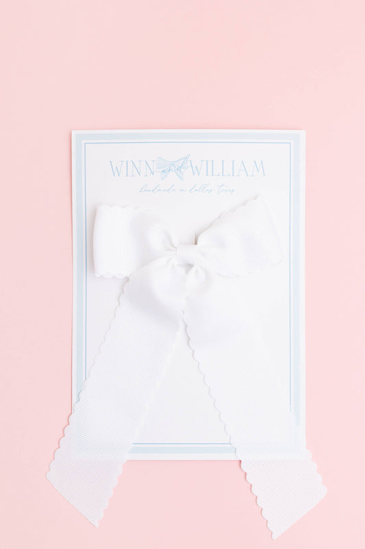 Scalloped Long-tail Bow: Bright Pink / Medium