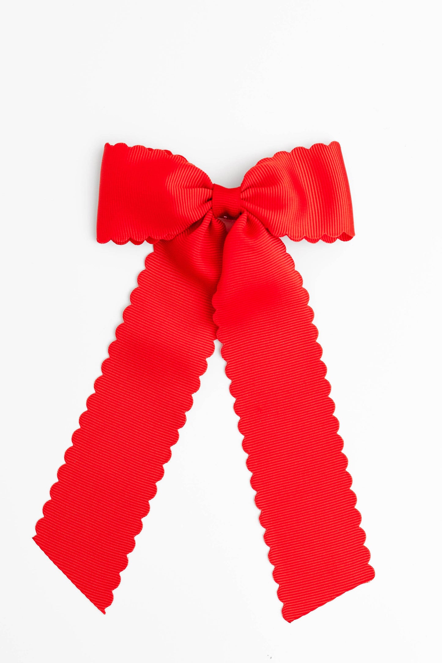 Scalloped Long-tail Bow: Red / Medium
