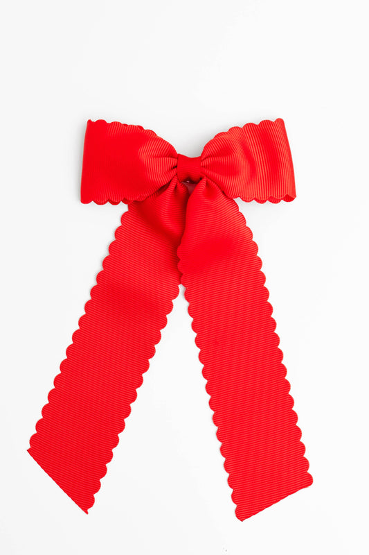 Scalloped Long-tail Bow: Red / Medium