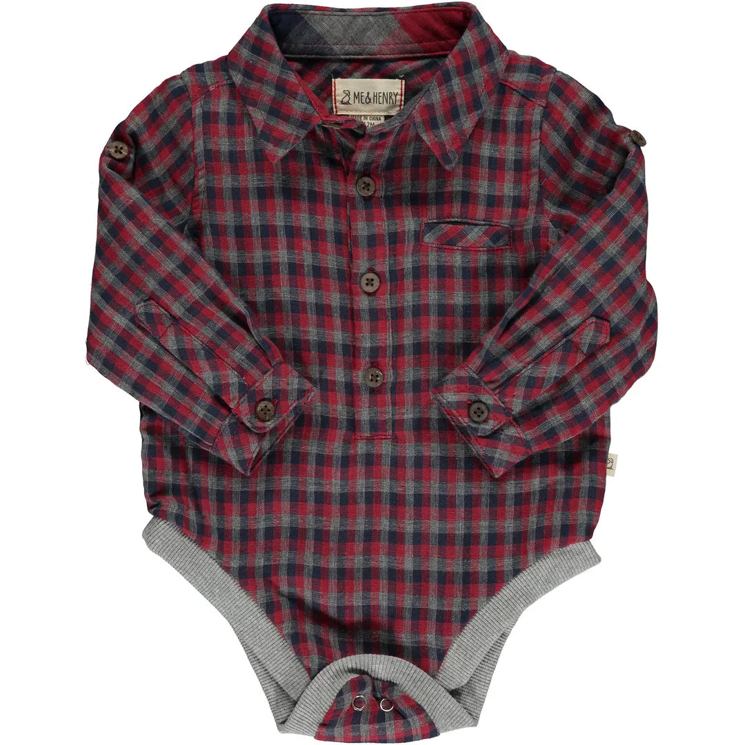 Red Multi Plaid Jasper Onesie