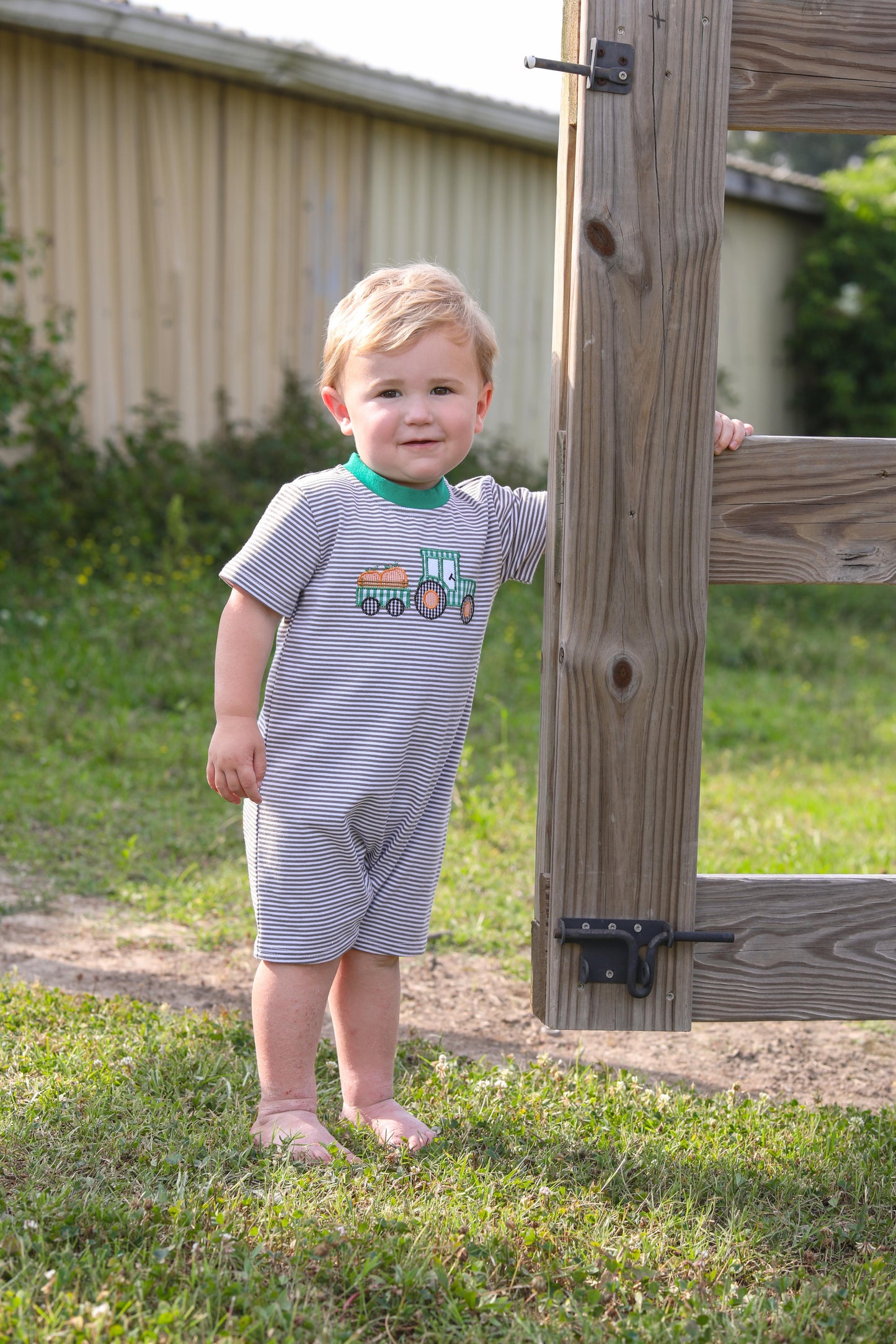 Tractor Pumpkin Applique Romper