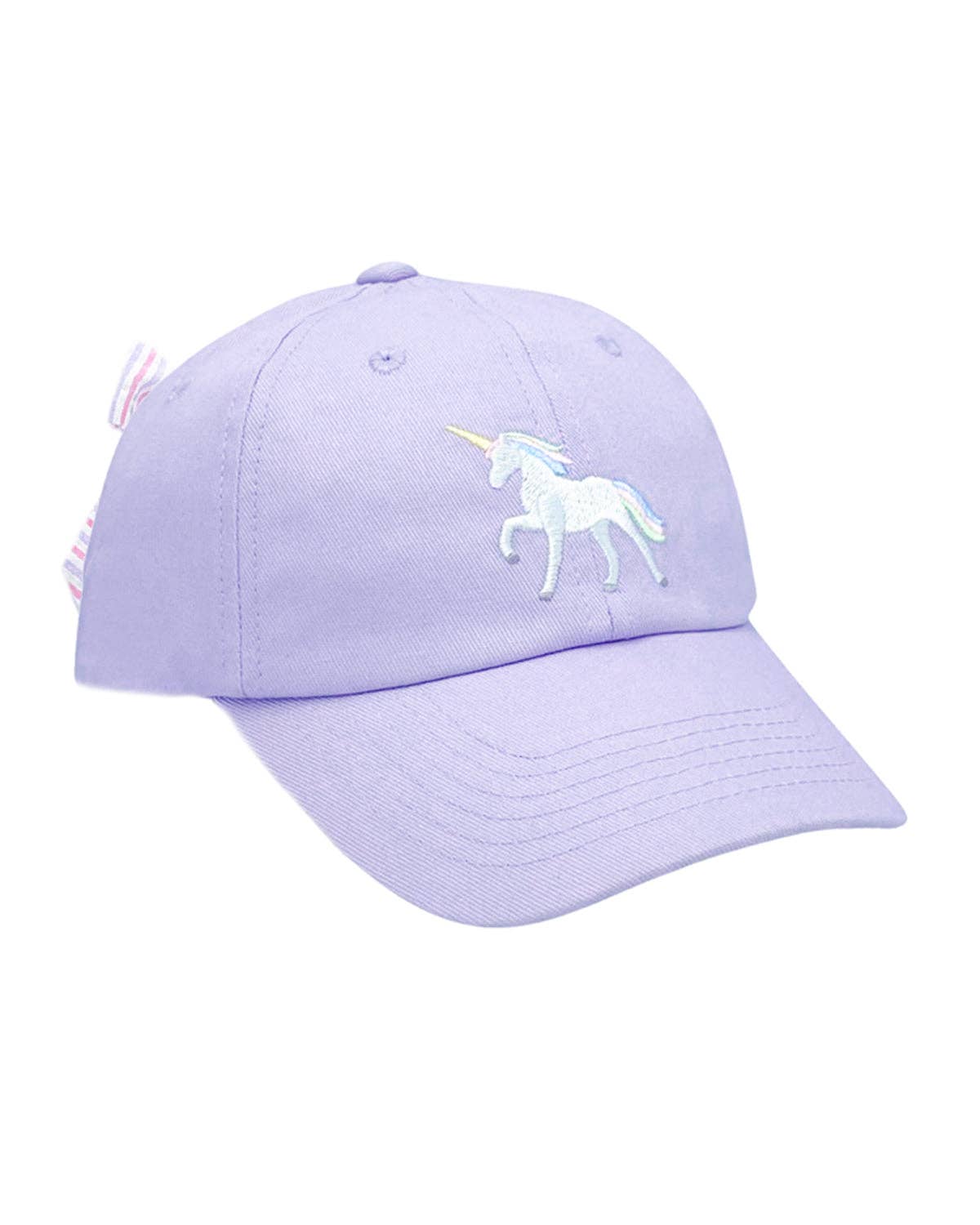 Rainbow Unicorn Bow Baseball Hat: Youth (ages 2-7)