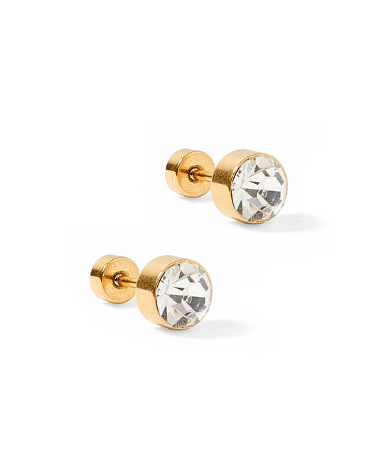 Screwback Stud Earrings - Juliet - Clear - 5mm