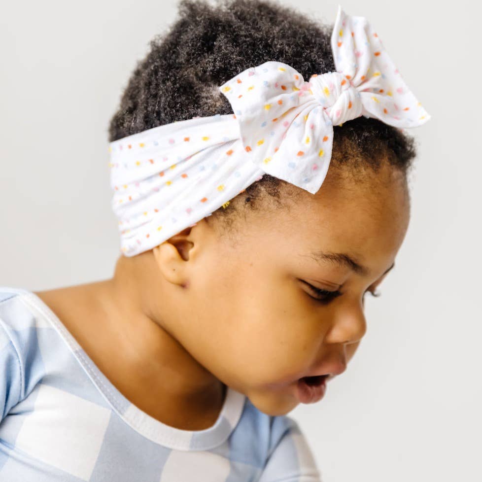Baby Bling® Shabby Dot Knot: Ivory/White dot