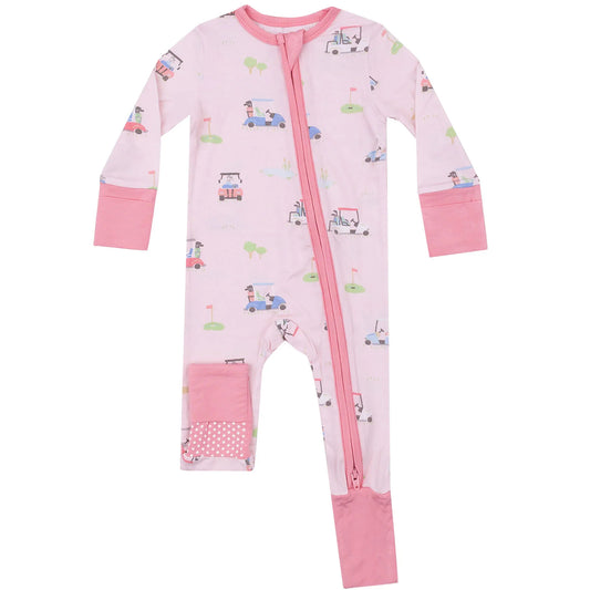 Golf Carts Pink- Two Way Convertible Zipper Pajamas