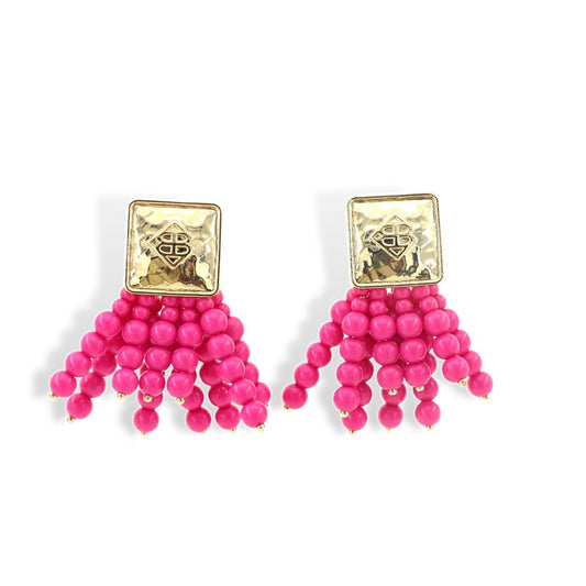 BC Square Pink Beaded Earrings