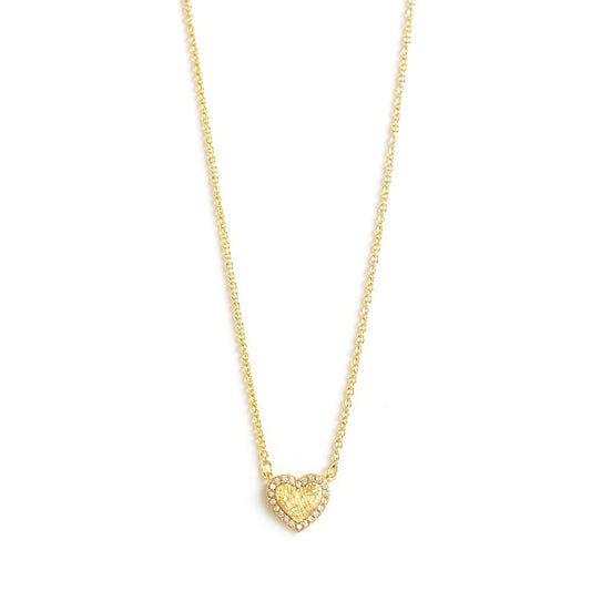 Etched Heart Pave Necklace