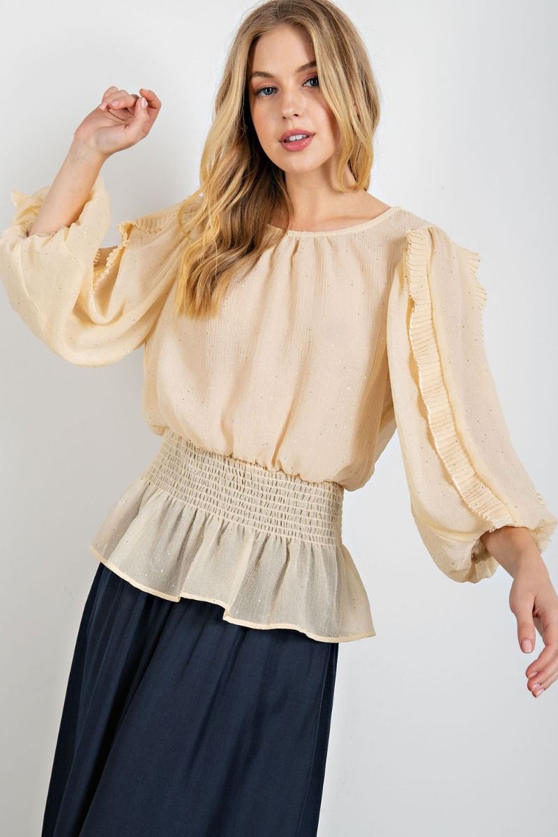 Crinkle Chiffon Peplum Top