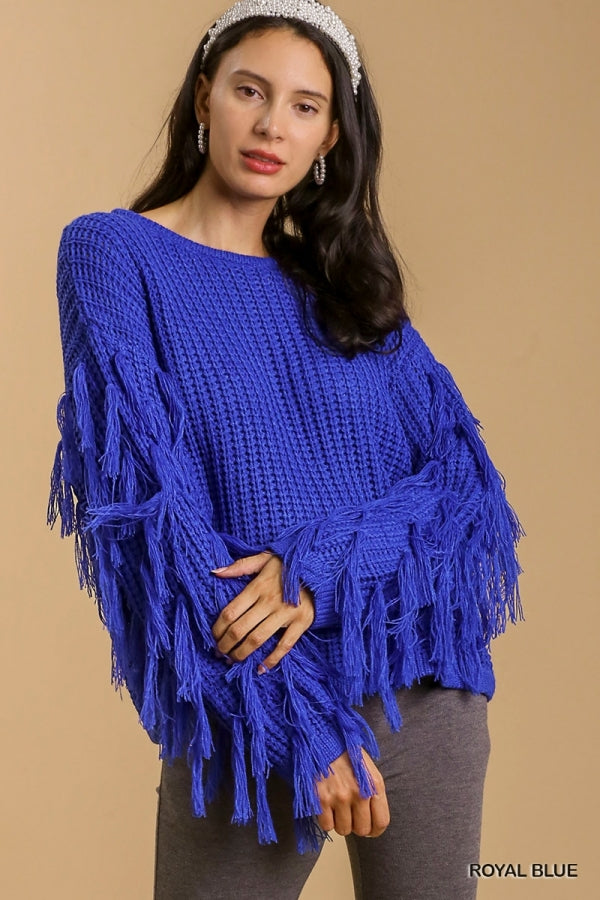 Blue Sweater with Tassel