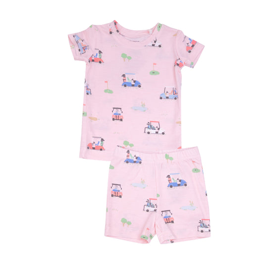 Golf Carts Pink- Two Piece Short Pajama Set